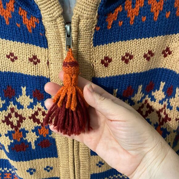 Anthropologie Sparrow Fair Isle Knit Hoodie Sweater NWT Size Small boho artsy - Picture 6 of 14